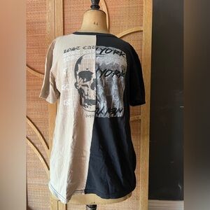 Wxyz New York lost cause skull Edgy Black and Tan Graphic Tee